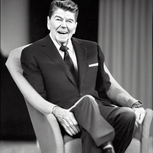 Image similar to [ ronald reagan sitting in chair... tiger ]