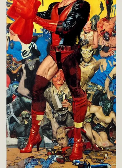 Image similar to full body and head portrait of udo kier as marvel sandman, dynamic action, painted by norman rockwell and phil hale and greg staples and tom lovell and frank schoonover and jack kirby