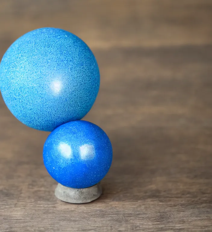 Prompt: a blue ball on a table