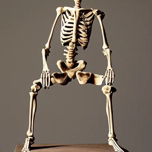 Image similar to an old skeletal figure sitting upon a throne