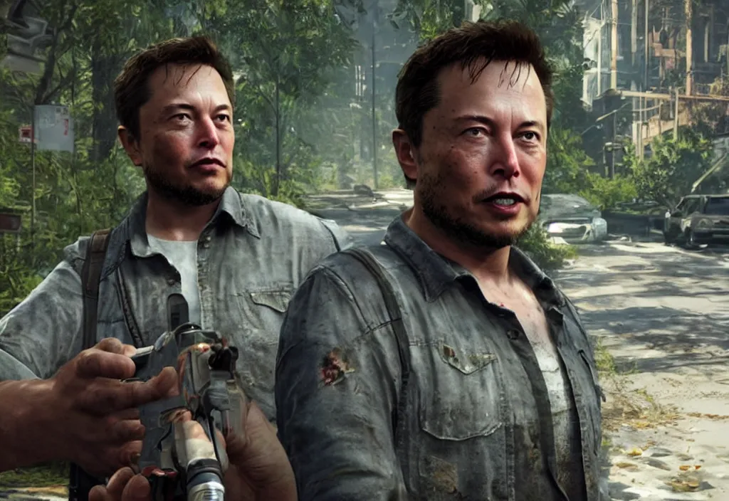 Image similar to elon musk in the last of us, elon musk in the video game in the last of us, gameplay screenshot, close up, 3 d rendering. unreal engine. amazing likeness. very detailed.