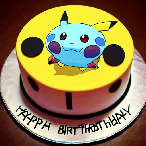 Prompt: pokemon happy birthday cake, realistic, highly detailed 8 k, 4 k, trending artstation