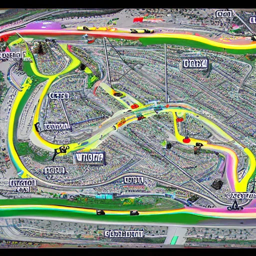 Image similar to a realistic line photo of a f 1 race circuit map