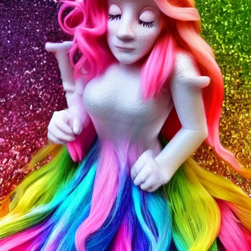 Prompt: aesthetic realistic 8 k rainbow pink gnome unicorn