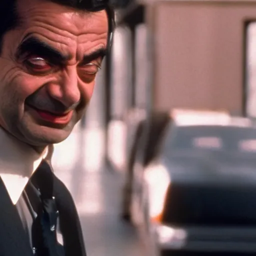 Image similar to a film still of mr bean in resevoir dogs ( 1 9 9 2 )