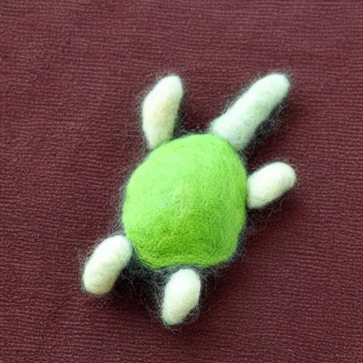 Prompt: a needle felted turtle, needle felting art.