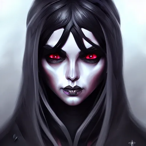 Image similar to dark witch character black colors, highly detailed, digital painting, artstation, concept art, smooth, sharp focus, illustration