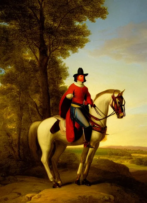 Image similar to knight on horse in god light, by asher brown durand, medieval art