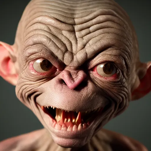 Image similar to gollum as a wise father figure, professional headshot