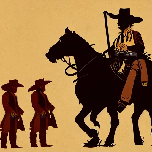 Image similar to a cowboy in the style of red dead redemption, lucky luke, the good, the bad and the ugly, clint eastwood, steven seagal, bud spencer, donald trump, glory days, patriotism