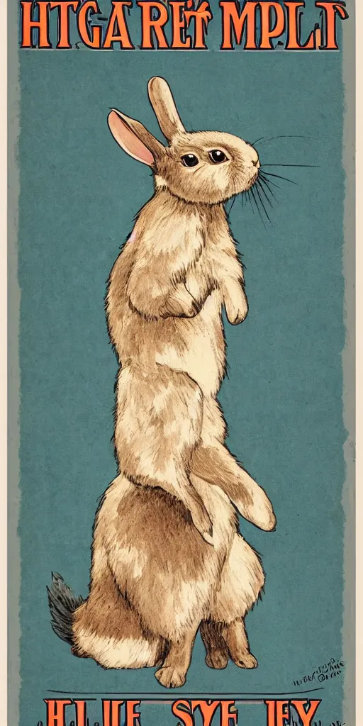 Image similar to a rabbit in the style of a 1 9 0 0 s poster advertisement