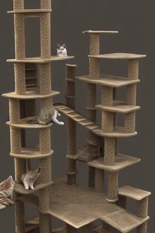 Prompt: cat tower, ultra realistic, concept art, intricate details, highly detailed, photorealistic, octane render, 8 k