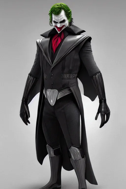 Prompt: Joker wearing vader's armor suit, full character, artstation, highly detailed, highly realistic