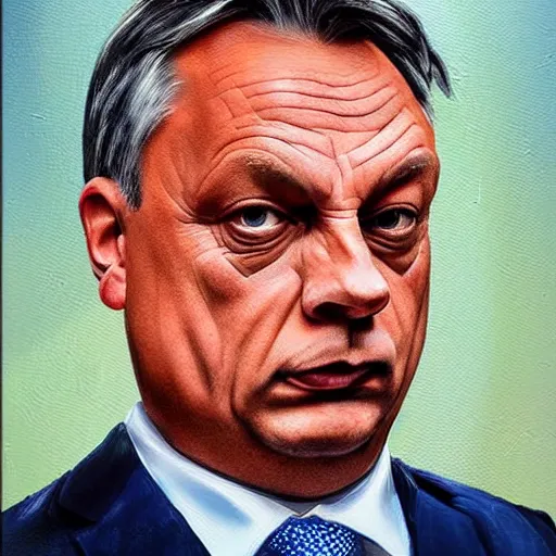 Image similar to viktor orban after many beers, anatomically correct, oil painting, highly detailed