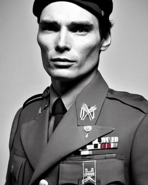 Image similar to cillian murphy in a world war ii uniform, black and white film photography