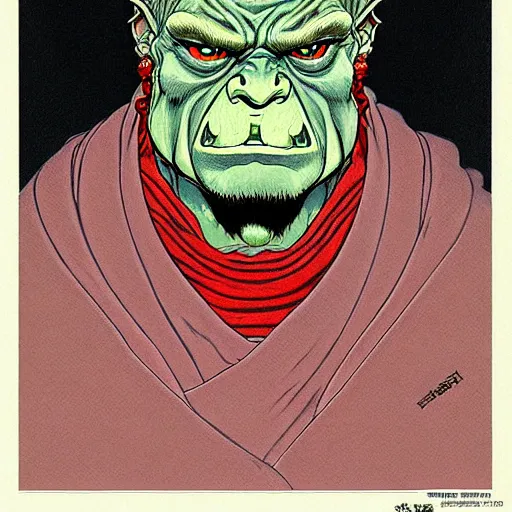 Prompt: prompt : portrait of orc painted in miyazaki color style drawn by katsuhiro otomo and takato yamamoto, inspired by fables, china doll face, smooth face feature, intricate oil painting, high detail, sharp high detail, manga and anime 2 0 0 0