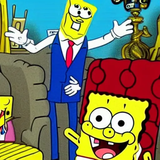 Prompt: spongebob in real life becoming president of the united states, hyper realistic,