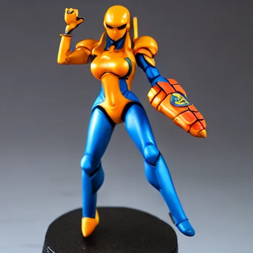 Prompt: samus varia suit as a warhammer tabletop figurine