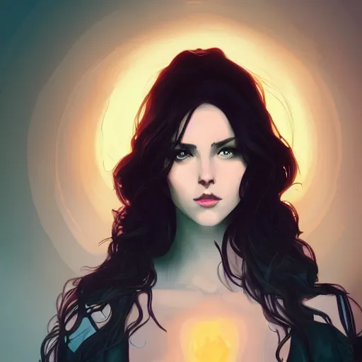 Image similar to Yennefer, ambient lighting, 4k, alphonse mucha, lois van baarle, ilya kuvshinov, rossdraws, artstation