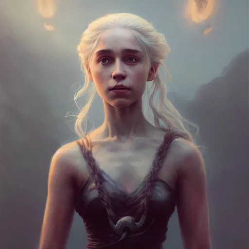 Image similar to the mother of dragons, beautiful oil painting, high detail, oil painting, greg rutkowski, charlie bowater, beeple, unreal 5, daz, hyperrealistic, octane render, rpg portrait, dynamic lighting, fantasy art, beautiful face