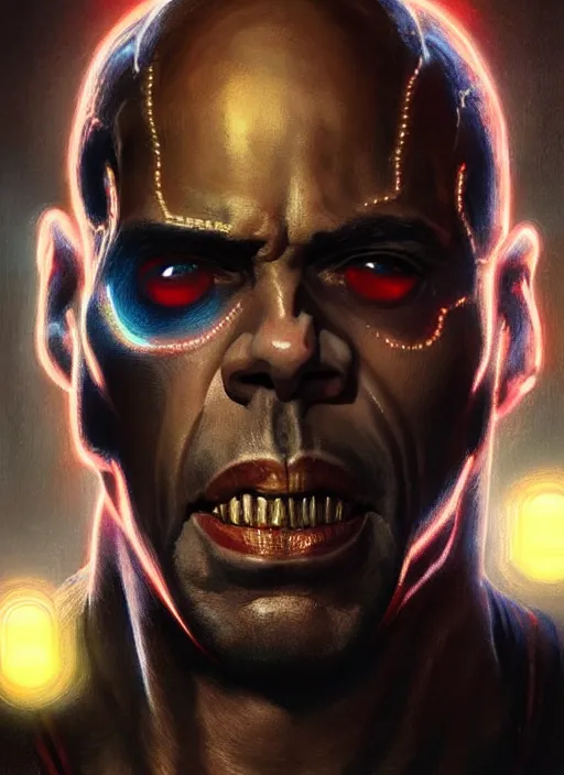 Image similar to nicolas cage as marvel's deathlok, intricate, elegant, glowing lights, highly detailed, digital painting, artstation, glamor pose, concept art, smooth, sharp focus, illustration, art by artgerm and greg rutkowski, artey freytag