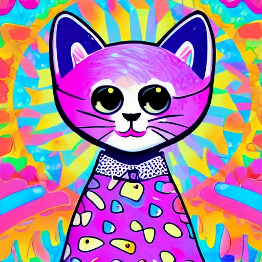 Image similar to illustration of a happy cat for lisa frank!!!!