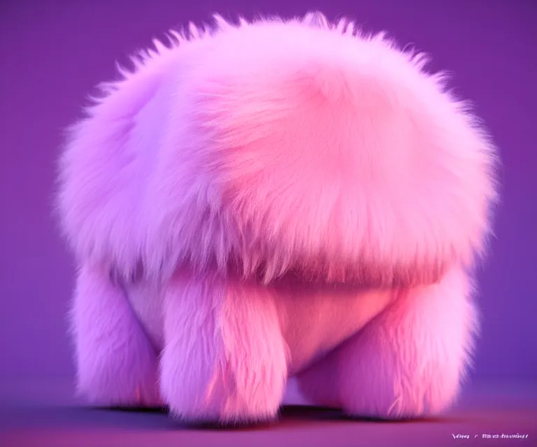 Prompt: high quality 3 d render hyperrealist very cute fluffy tardiradiant, plush mascot, long spiky fluffy smooth hair, photo from the side, pink fluffy fur, vray, smooth background, artstation, ultra detailed