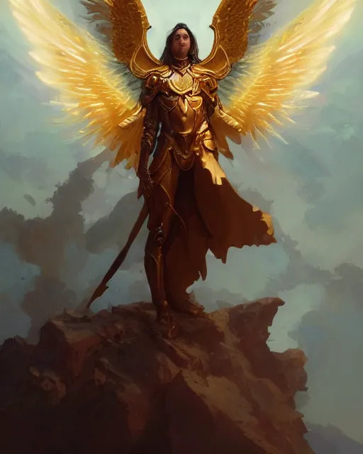 Prompt: character portrait of a male angel of justice with golden flaming wings, by peter mohrbacher, mark brooks, jim burns, marina abramovic, wadim kashin, greg rutkowski, trending on artstation