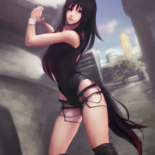 Image similar to high quality art of tifa lockhart by WLOP, rossdraws, Logan Cure, Mingchen Shen, BangkuART, sakimichan, yan gisuka, JeonSeok Lee, zeronis, Chengwei Pan on artstation