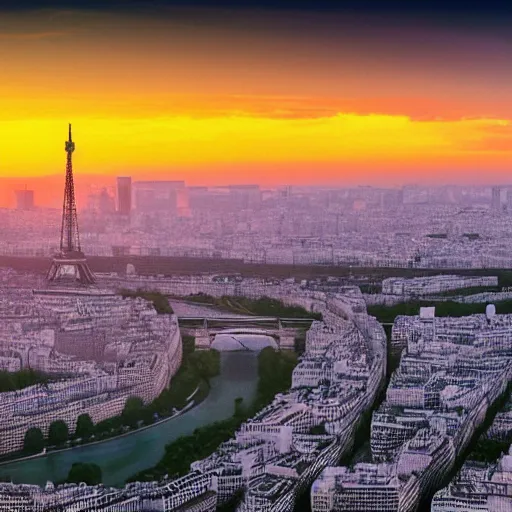 Image similar to flying dragon over the eiffel tower, paris, sunset, flying dragon, smaug