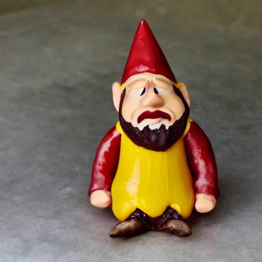 Prompt: lonesome gnome eats plantains by the slowly receding sea of man's tears