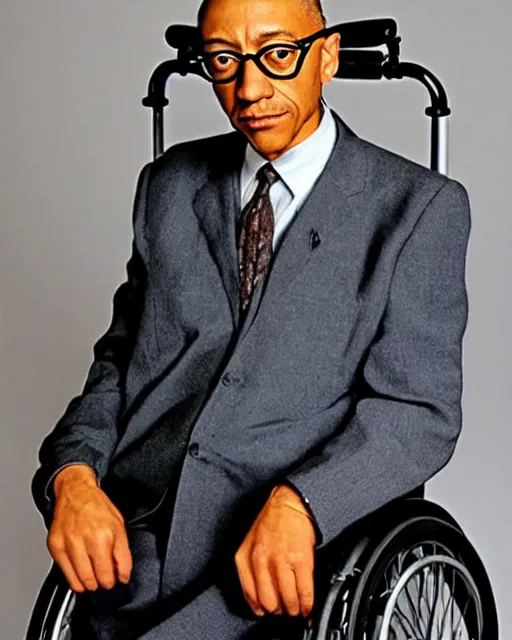 Image similar to Giancarlo Esposito as professor Charles Xavier from X-Men (2000), realistic portrait, full body, wheelchair