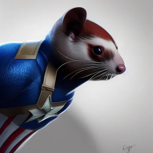 Prompt: A ferret is Captain America's shield, hyperdetailed, artstation, cgsociety, 8k