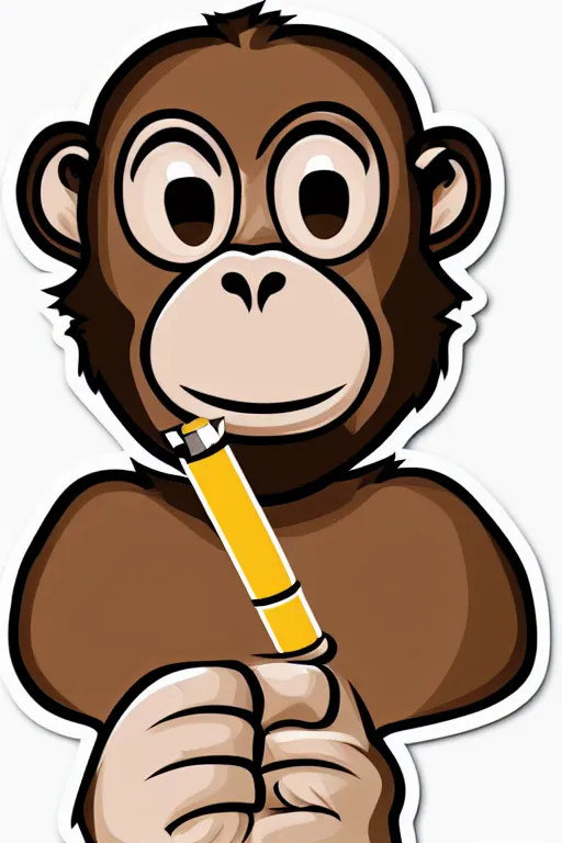 Image similar to Portrait of a Monkey with a cigarette, sticker, colorful, illustration, highly detailed, simple, smooth and clean vector curves, no jagged lines, vector art, smooth