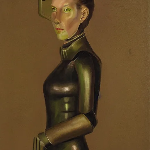 Image similar to portrait of a female android by marie - denise villers