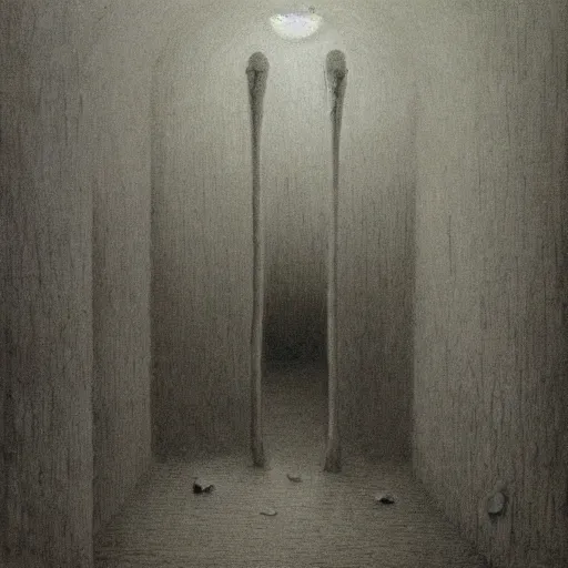 Image similar to scary, empty, liminal space, backrooms made by zdzislaw beksinski