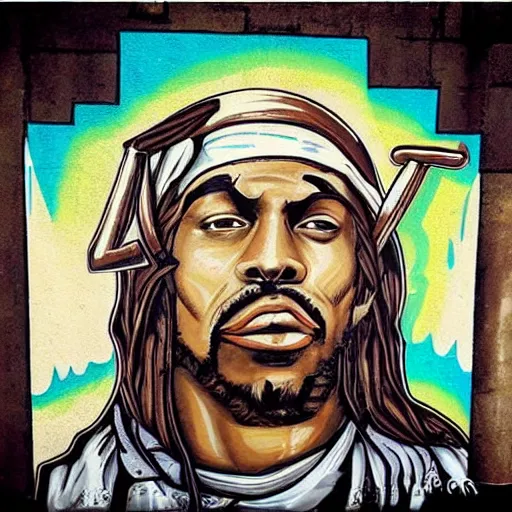 Image similar to street art hip hop gangsta jesus