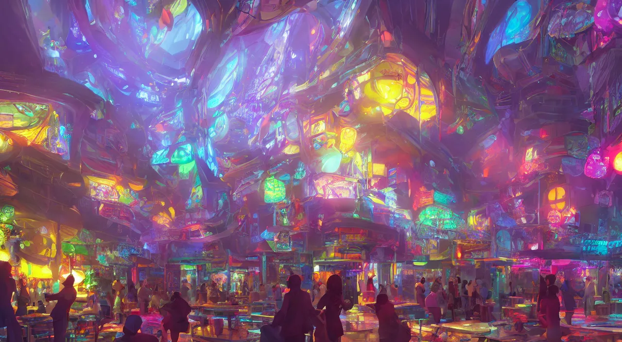 Image similar to bazaar zouk oriantal multicolorful sky shine place mosquet painting stylized digital video game icon global illumination ray tracing 8 k hd resolution, by ilya kuvshinov and cushart krentz and gilleard james