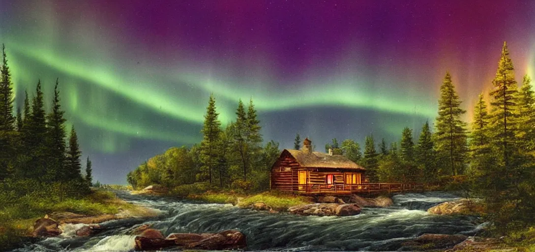 beautiful cabin by river