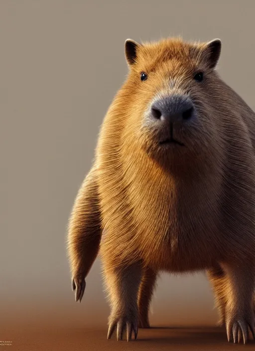 Prompt: detailed full body concept oil painting of a capybara in cowboy clothing, octane render, 4k