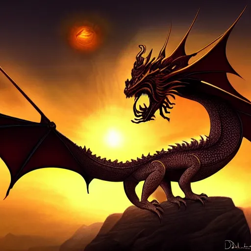 Prompt: a dragon transporting the sun, 8 k, digital art, fantasy art, modernism, ultra detailed, make it look like it was created with dall - e 2