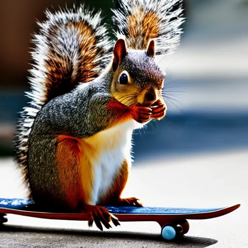 Image similar to a photo of a squirrel on a skateboard