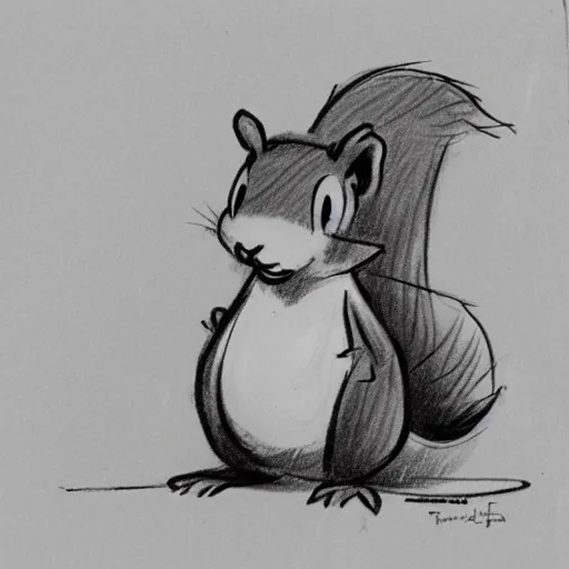 Image similar to milt kahl sketch of a squirrel