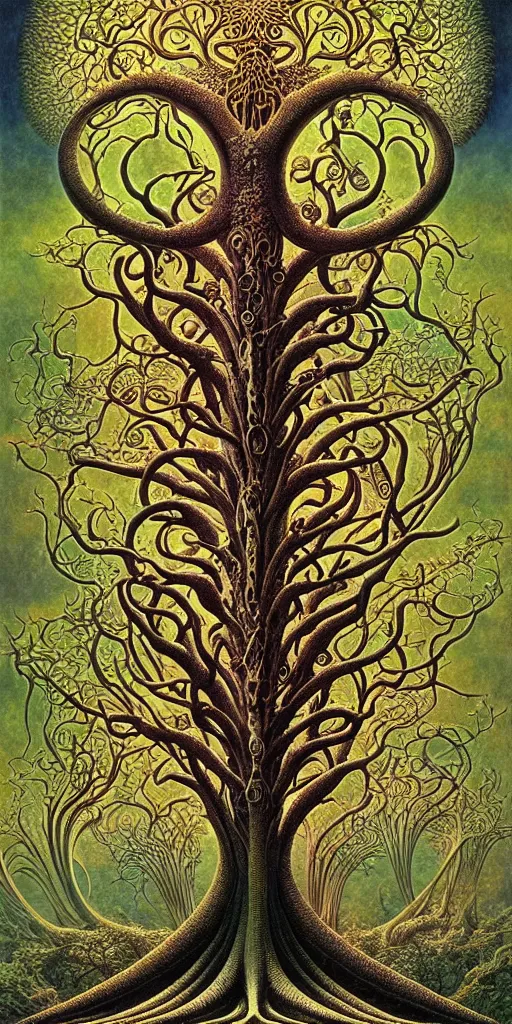 Image similar to tree of life by roger dean and andrew ferez, art forms of nature by ernst haeckel, divine chaos engine, symbolist, visionary, art nouveau, botanical fractal structures, organic, detailed, realistic, surreality