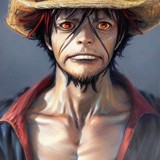 Prompt: monkey d luffy as a realistic fantasy d & d character, close - up portrait art by donato giancola and greg rutkowski, realistic face, digital art, trending on artstation