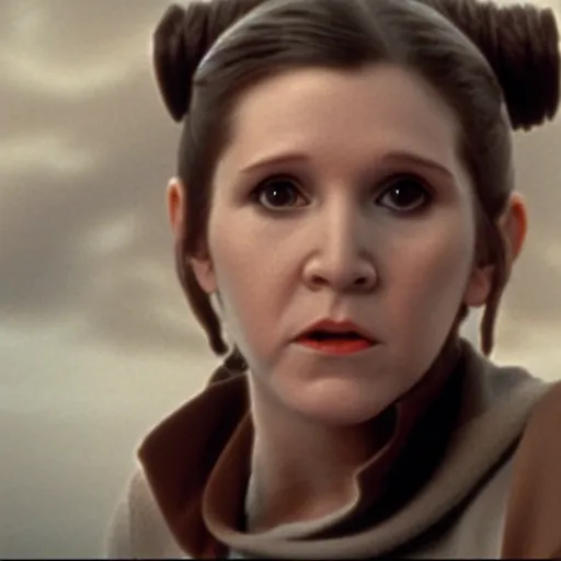 Image similar to young carrie fisher as a jedi in star wars, 8k resolution, full HD, cinematic lighting, award winning, anatomically correct