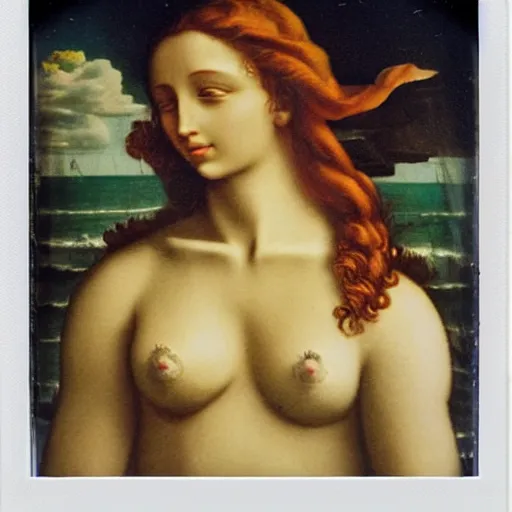 Prompt: A Polaroid photo of the birth of Venus, full color, detailed, clean background, full shot, 4k