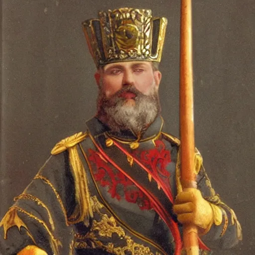 Prompt: russian tsar with poleaxe