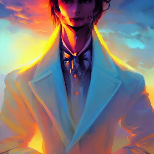 Image similar to portrait of dorian gray, retrowave, behance hd, concept art by jesper ejsing, by rhads, makoto shinkai cyril rolando, madgwick