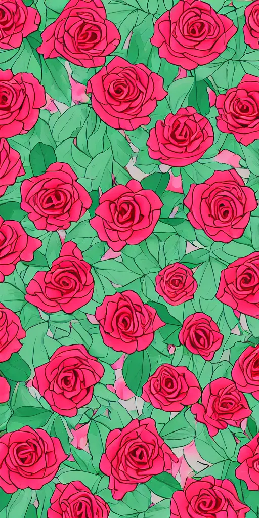 Image similar to seamless pattern of beautiful roses with leaves and throns, colourful, symmetrical, repeating 35mm photography